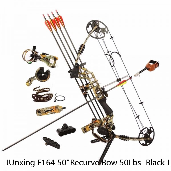 JUnxing F164 50"Recurve Bow 50Lbs  Black Long bows For Archery Hunting Shooting