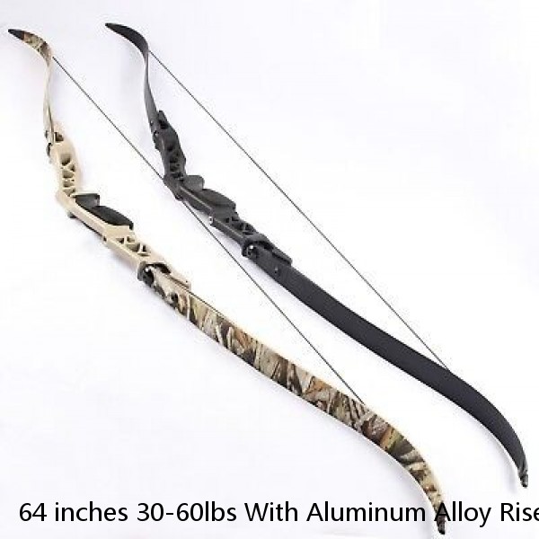 64 inches 30-60lbs With Aluminum Alloy Riser 190fps ILF Hunting Recurve Bow F166 Black and Grey