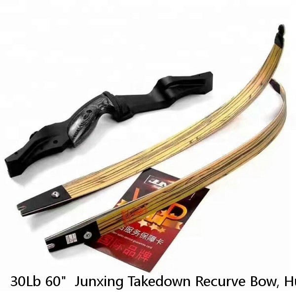 30Lb 60"  Junxing Takedown Recurve Bow, Hunting, Cnc Aluminum Riser